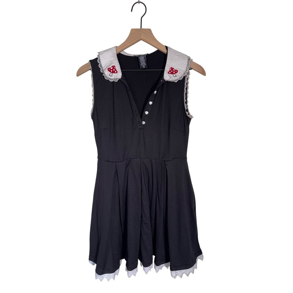 HOT TOPIC whimsigoth cottage core mushroom embroidered lace sleeveless dress M